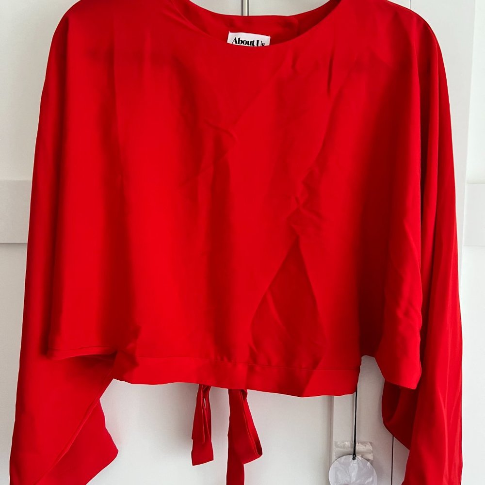 About Us Open Back Red Blouse